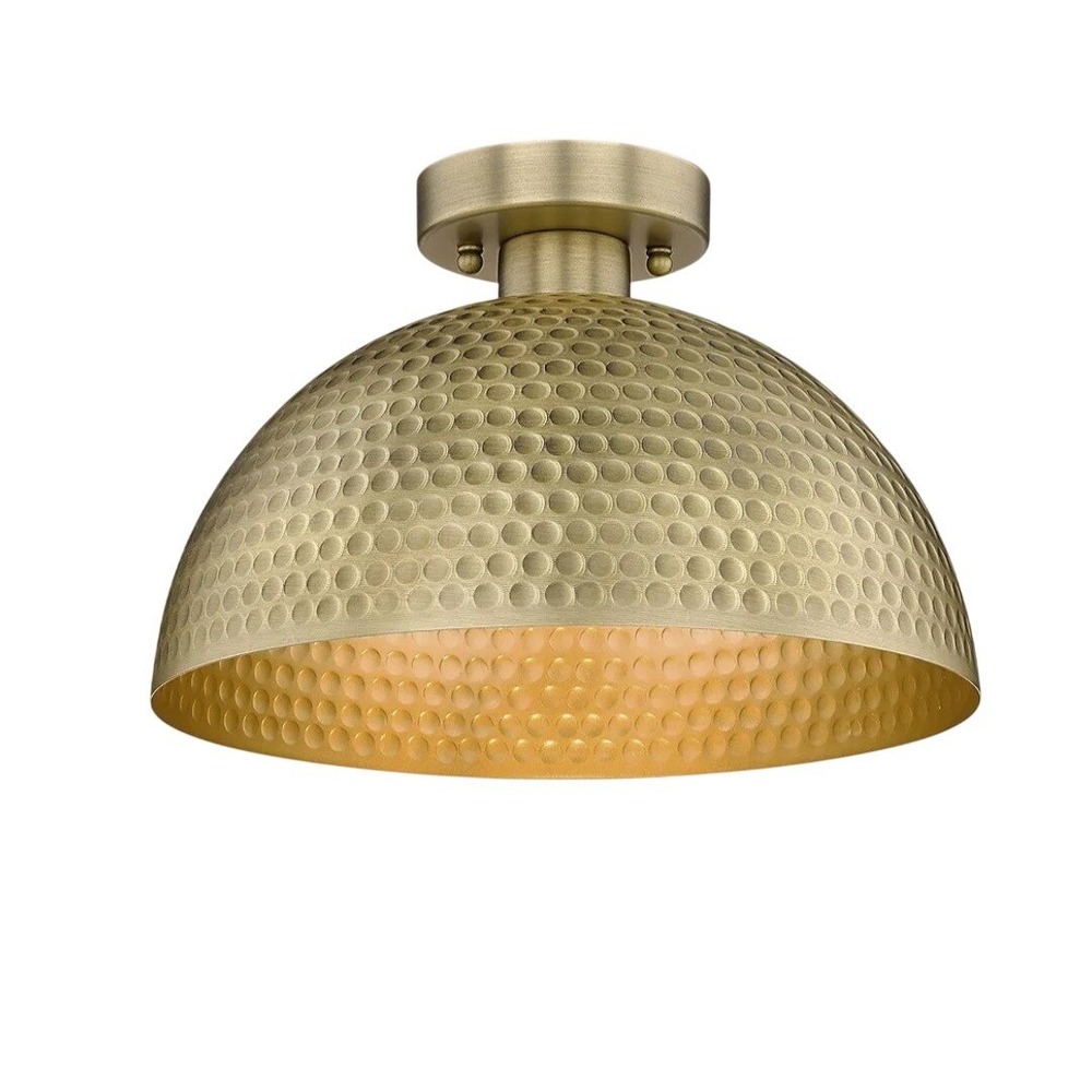 ELYONA Semi Flush Mount Ceiling Light Hammered Brass Gold Metal 11.8in E26 40W‎